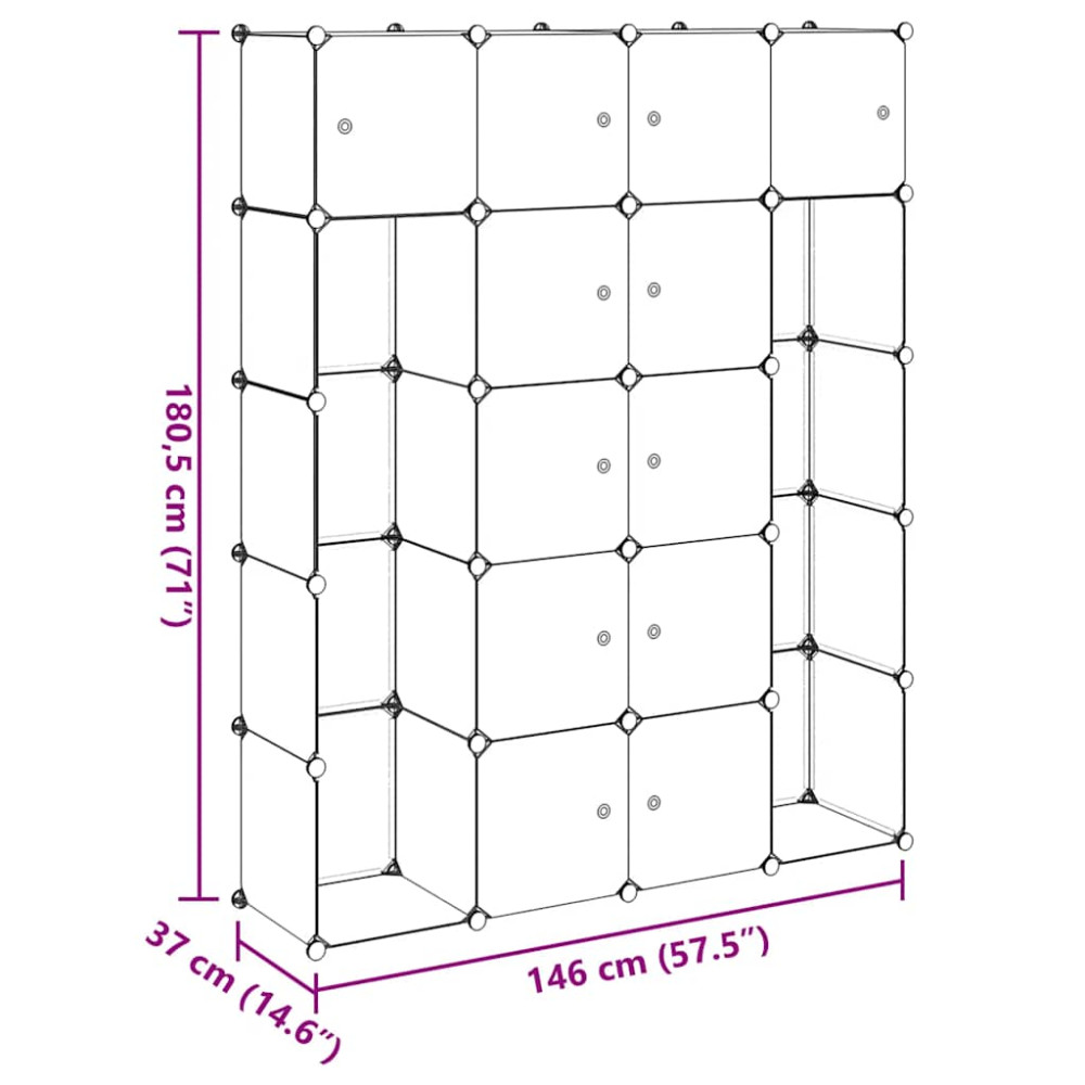 Produktbild för Förvaringsskåp med 14 utrymmen svart och vit 37x146x180,5 cm