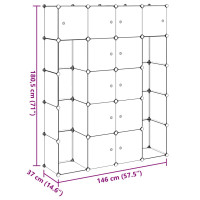 Produktbild för Förvaringsskåp med 14 utrymmen svart och vit 37x146x180,5 cm