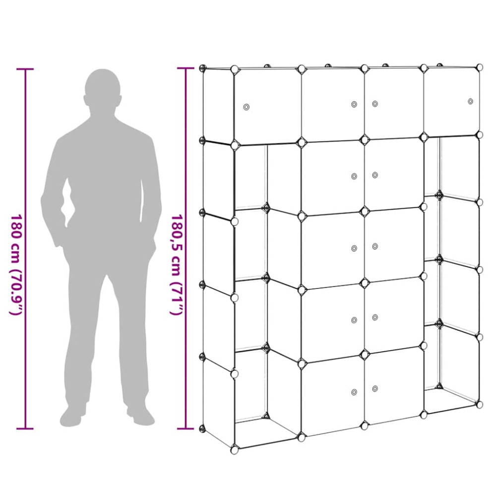 Produktbild för Förvaringsskåp med 14 utrymmen svart och vit 37x146x180,5 cm