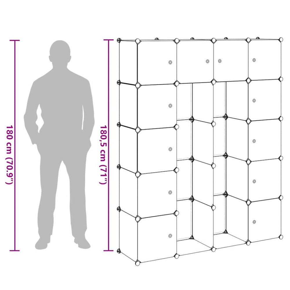 Produktbild för Förvaringsskåp med 14 utrymmen vit 37x146x180,5 cm