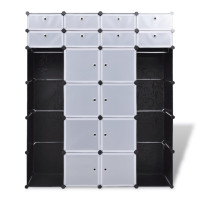 Miniatyr av produktbild för Förvaringsskåp med 18 utrymmen svart och vit 37x146x180,5 cm