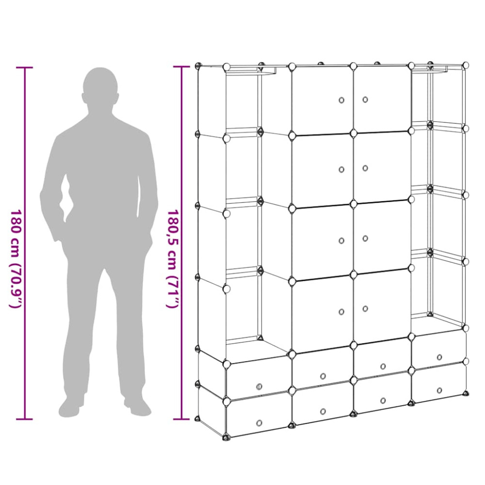 Produktbild för Förvaringsskåp med 18 utrymmen svart och vit 37x146x180,5 cm
