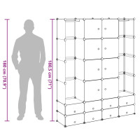 Produktbild för Förvaringsskåp med 18 utrymmen svart och vit 37x146x180,5 cm
