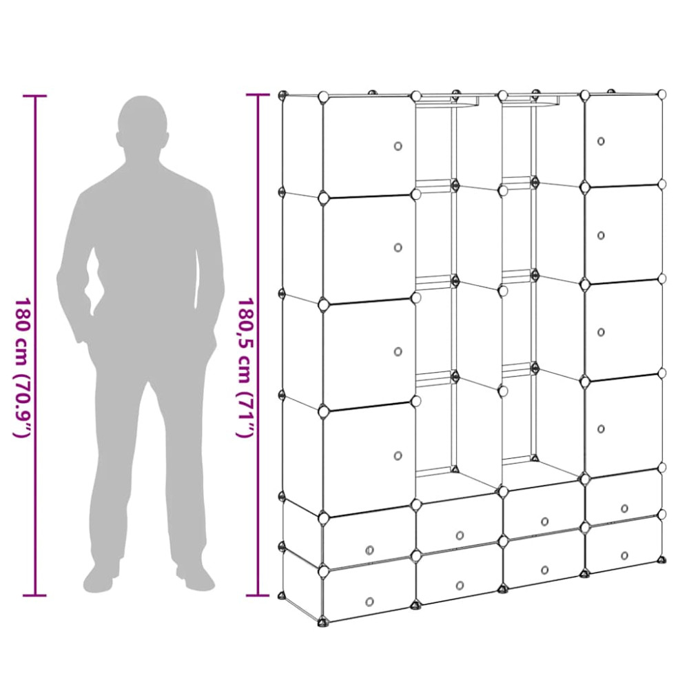 Produktbild för Förvaringsskåp med 18 utrymmen vit 37x146x180,5 cm