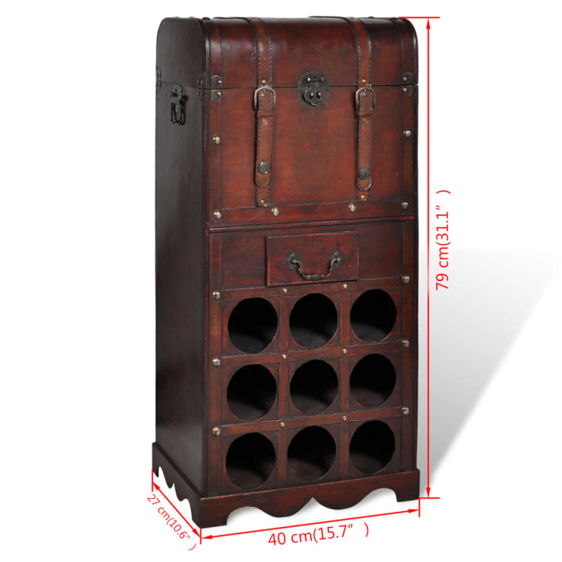 Produktbild för Vinställ med förvaringskista och låda 9 flaskor