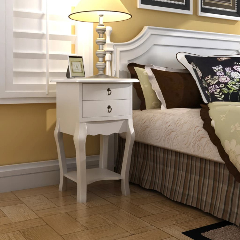 Produktbild för Sängbord med 2 lådor vit