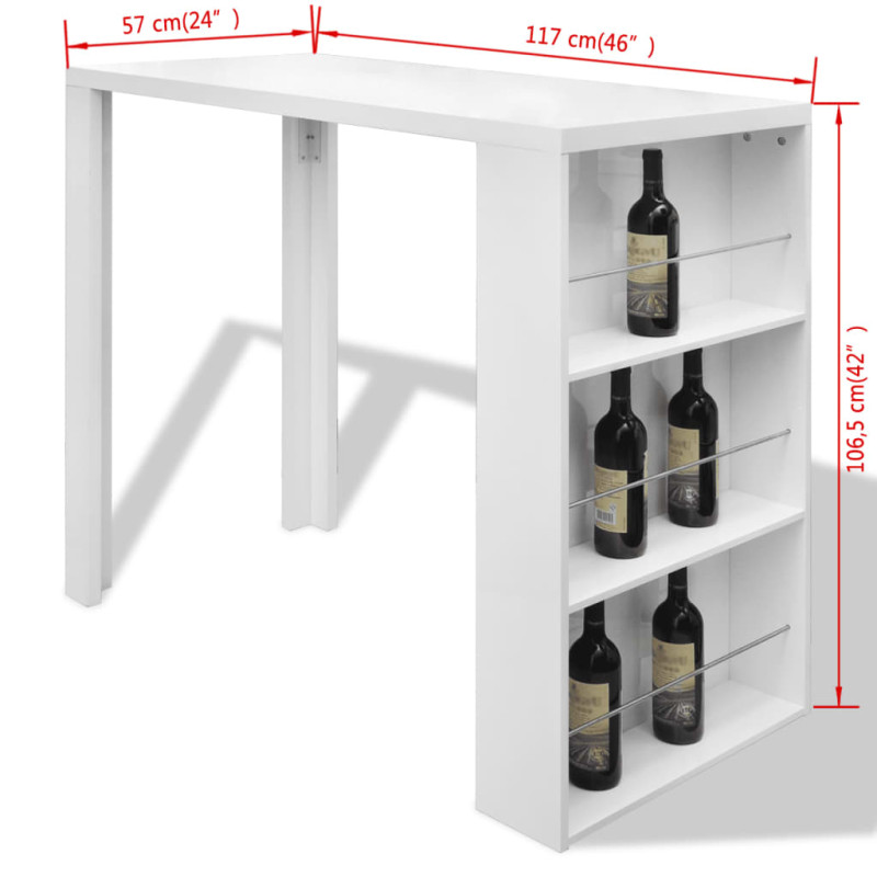 Produktbild för Barbord MDF med vinhyllor högglans vit