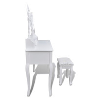 Miniatyr av produktbild för Sminkbord med spegel och pall 7 lådor vit