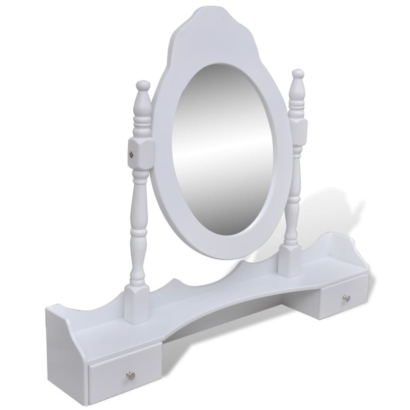 Produktbild för Sminkbord med spegel och pall 7 lådor vit