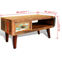 Miniatyr av produktbild för Soffbord med böjd kant 1 låda återvunnet trä