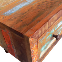 Miniatyr av produktbild för Soffbord med böjd kant 1 låda återvunnet trä