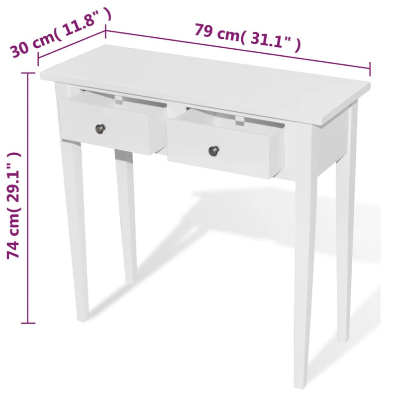 Produktbild för Avlastningsbord med två lådor vit