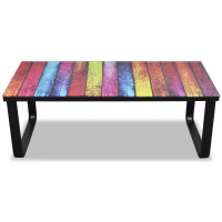 Produktbild för Soffbord med regnbågstryck glasskiva