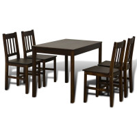 Produktbild för Matbord trä med 4 stolar brun
