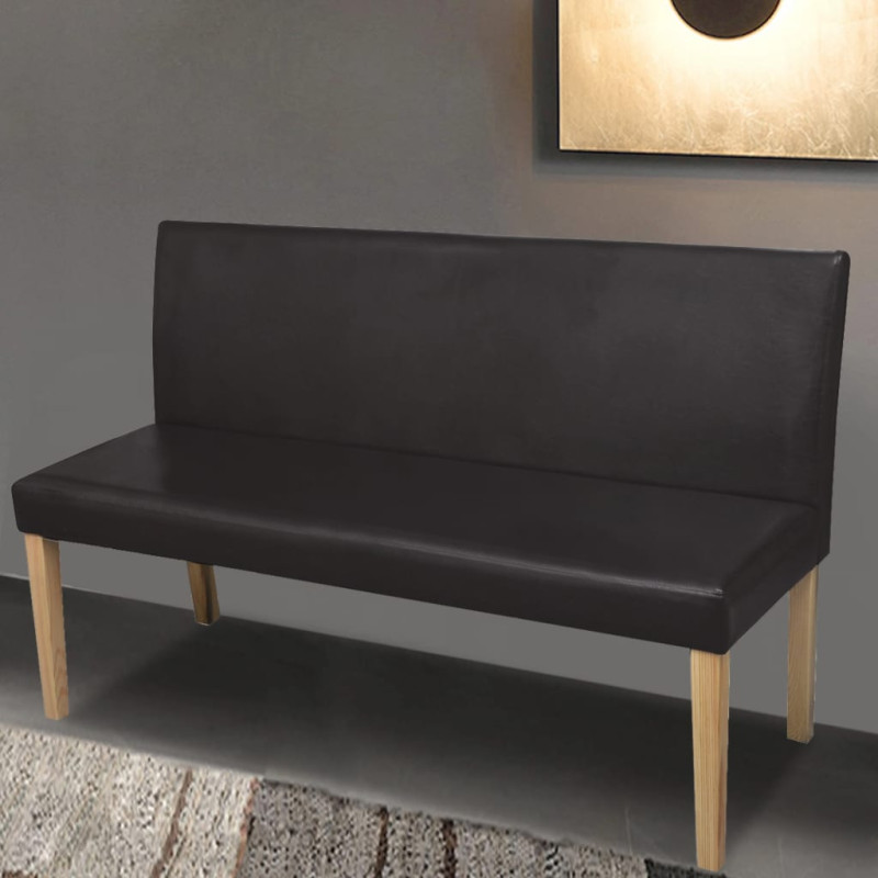 Produktbild för Bänk 139,5 cm mörkbrun konstläder