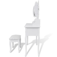 Miniatyr av produktbild för Sminkbord med pall och 3 speglar vit