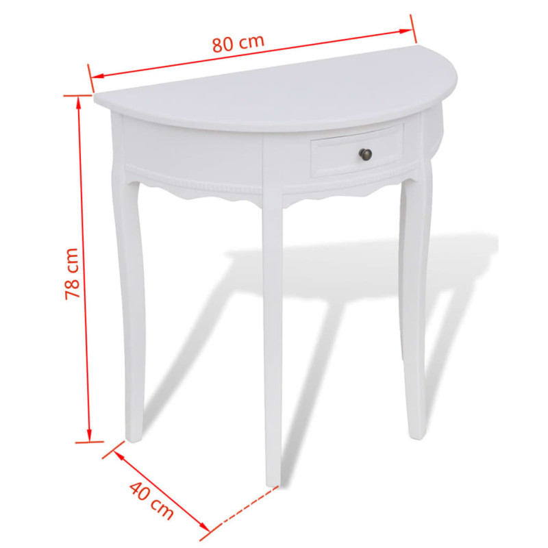 Produktbild för Konsolbord med låda halvrund vit