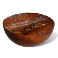 Produktbild för Soffbord skålformad med stålbas massivt återvunnet trä