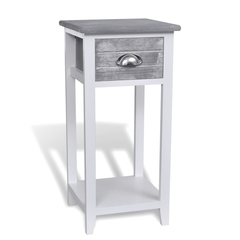 Produktbild för Sängbord med 1 låda grå och vit