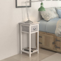 Miniatyr av produktbild för Sängbord med 1 låda grå och vit
