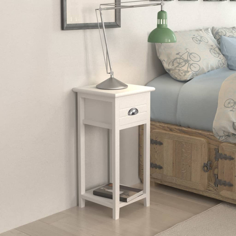 Produktbild för Sängbord med 1 låda vit
