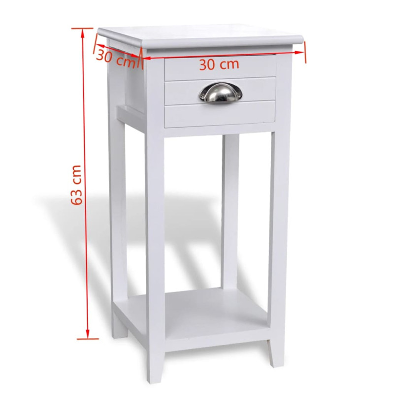 Produktbild för Sängbord med 1 låda vit