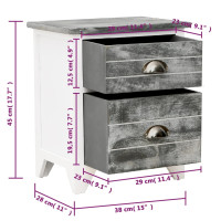 Miniatyr av produktbild för Sängbord 2 st med 2 lådor grå och vit