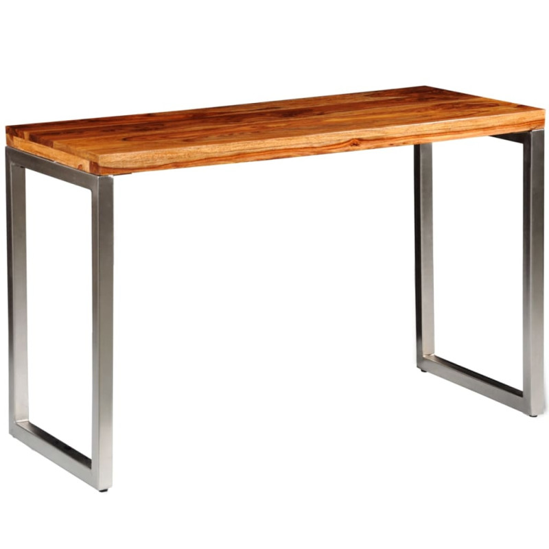 Produktbild för Matbord/skrivbord i massivt sheshamträ med stålben