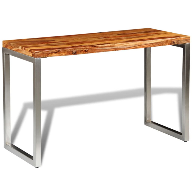 Produktbild för Matbord/skrivbord i massivt sheshamträ med stålben