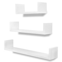 Miniatyr av produktbild för Flytande U-formade bokhyllor i MDF 3 st vit