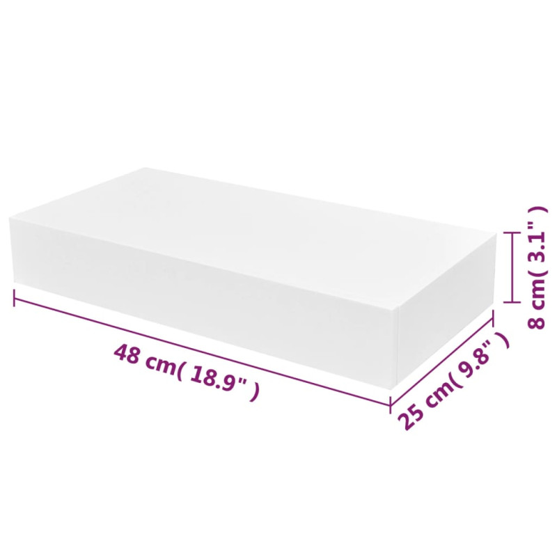 Produktbild för Flytande vägghylla med 1 låda MDF vit