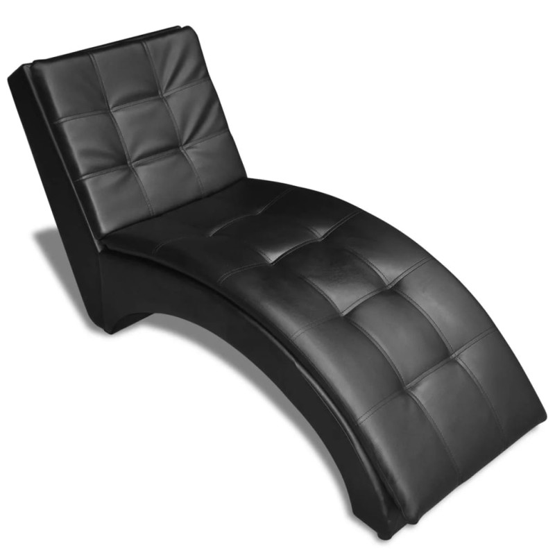 Produktbild för Schäslong med kudde svart konstläder