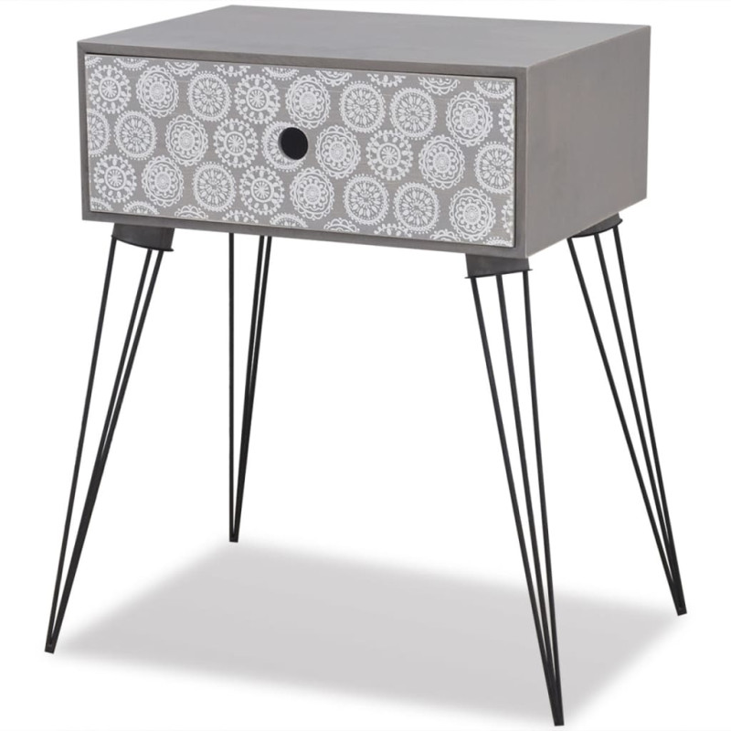 Produktbild för Sängbord med 1 låda rektangulär grå