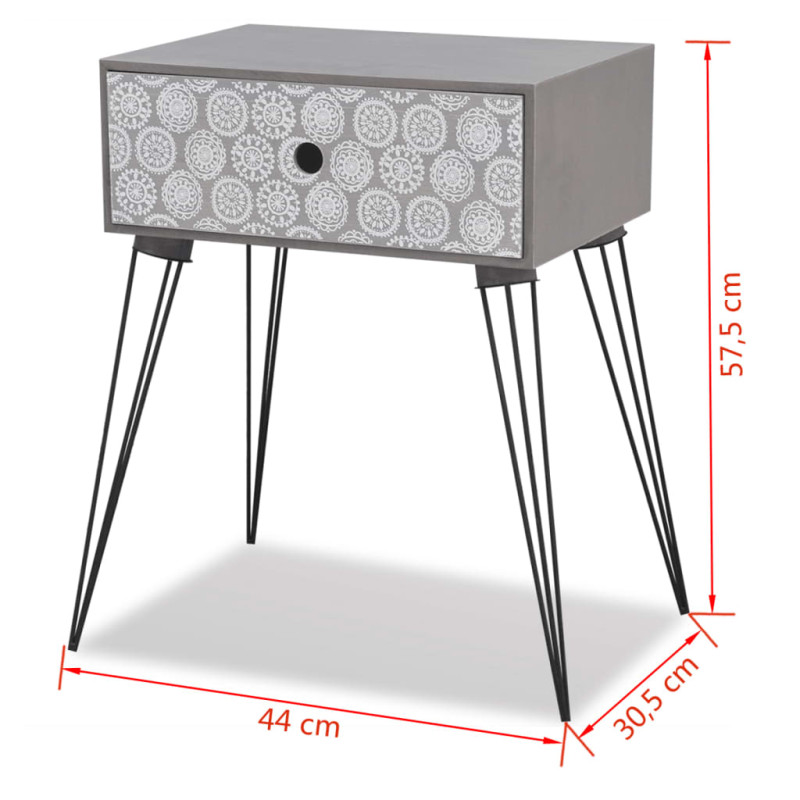 Produktbild för Sängbord med 1 låda rektangulär grå