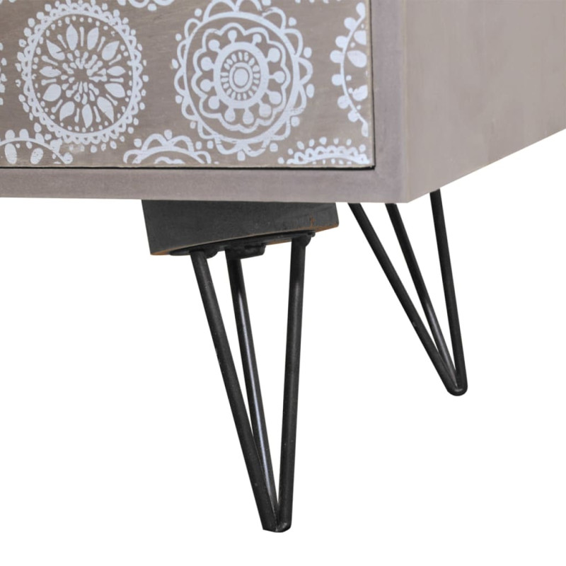 Produktbild för Sängbord med 3 lådor grå och brun