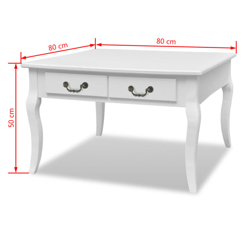 Produktbild för Soffbord med 4 lådor vit