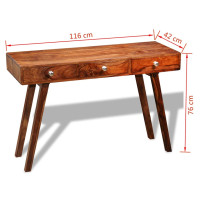 Produktbild för Avlastningsbord med 3 lådor 76 cm massivt sheshamträ