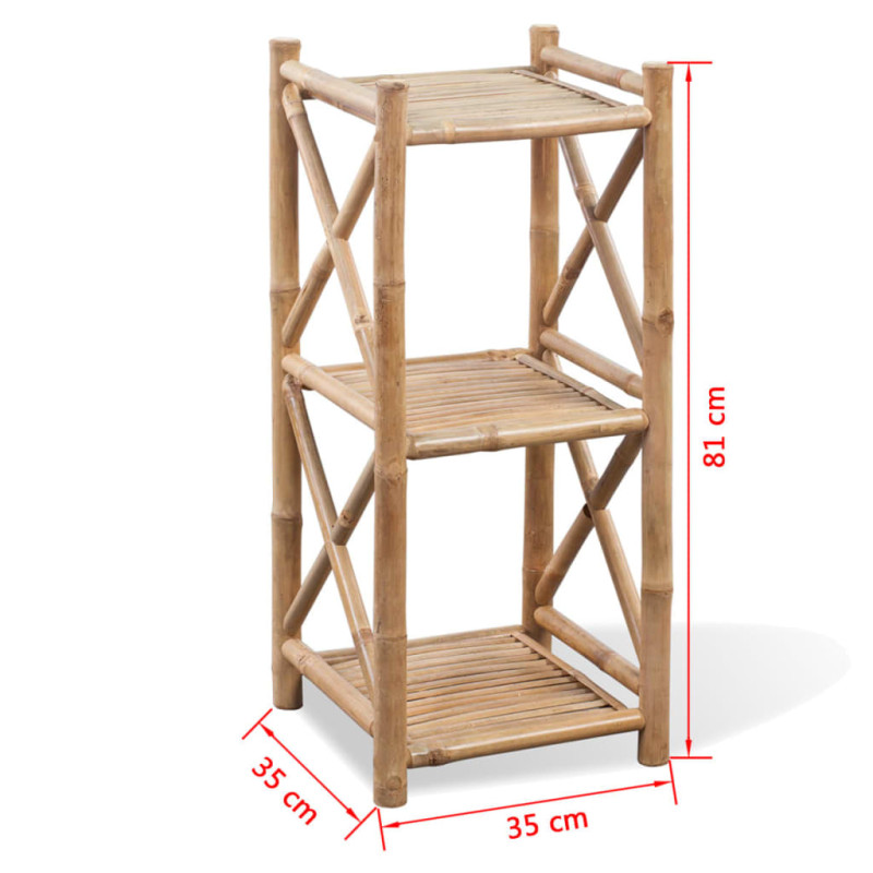 Produktbild för Fyrkantig hylla i bambu 3 våningar