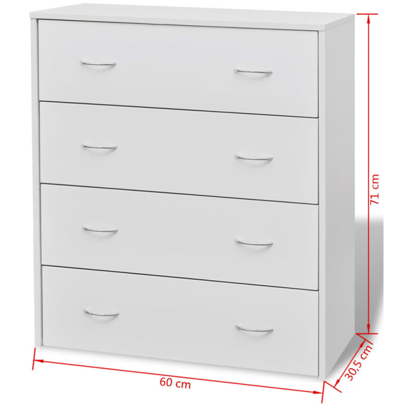 Produktbild för Skänk med 4 lådor 60x30,5x71 cm vit