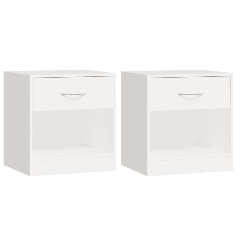 Produktbild för Sängbord 2 st med låda vit