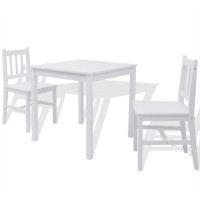 Miniatyr av produktbild för Matbord och stolar 3 delar furu vit