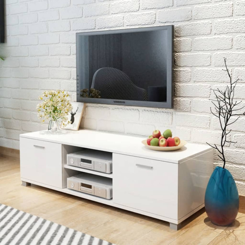 Produktbild för Tv-bänk högglans vit 140x40,5x35 cm