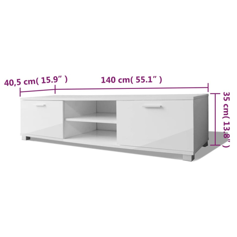 Produktbild för Tv-bänk högglans vit 140x40,5x35 cm