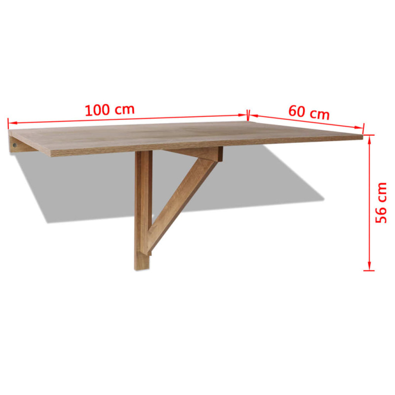 Produktbild för Väggmonterat klaffbord 100x60 cm ek