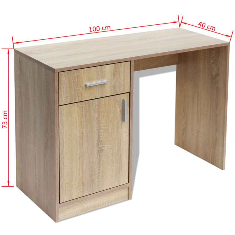 Produktbild för Skrivbord med låda och skåp ek 100x40x73 cm