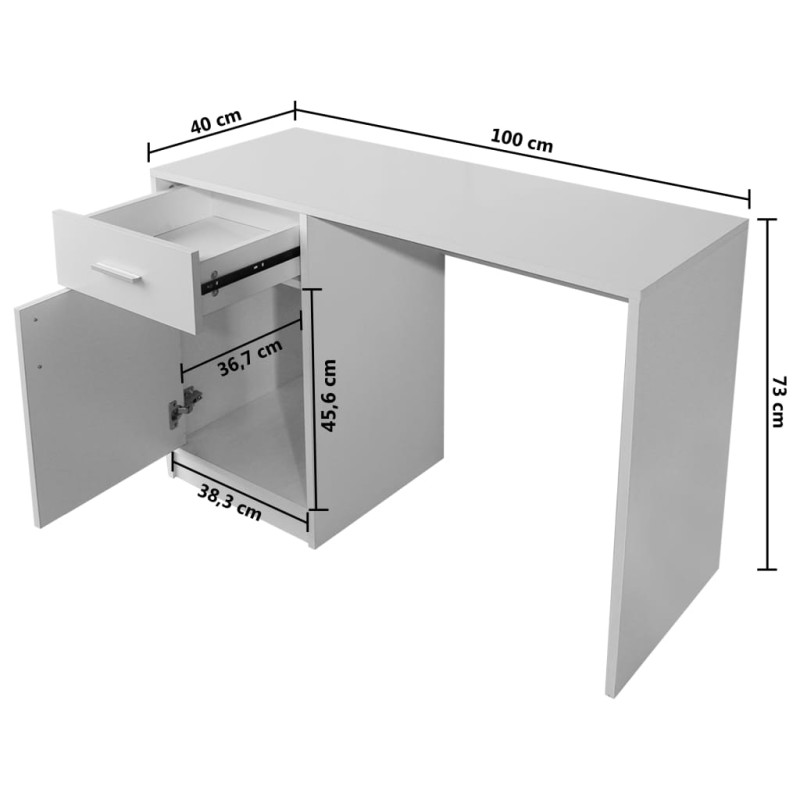 Produktbild för Skrivbord med låda och skåp vit 100x40x73 cm