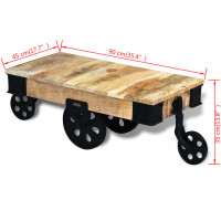 Produktbild för Soffbord med hjul industriell stil mangoträ