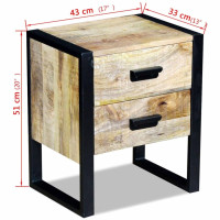 Produktbild för Sidobord med 2 lådor massivt mangoträ 43x33x51 cm