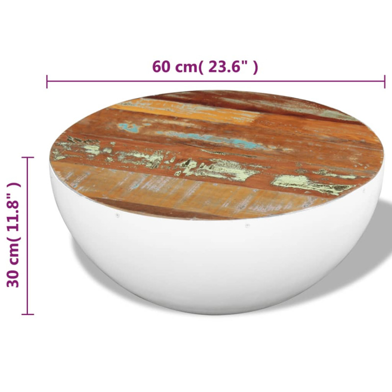 Produktbild för Skålformat soffbord återvunnet massivt trä 60x60x30 cm