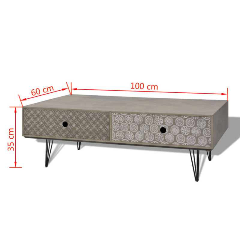 Produktbild för Soffbord 100x60x35 cm grå